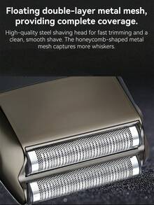 1个男士往复式电动剃须刀，不锈钢材质，LED数字显示屏，USB充电，电池续航时间长，适用于面部和鬓角修剪 - 彩色 - 查看 3