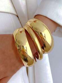 Bộ 3 vòng tay kim loại bản rộng, kiểu dáng cổ điển, thanh lịch, phong cách Bohemian, họa tiết đồng xu, trang sức tối giản cao cấp dành cho nữ, phù hợp cho kỳ nghỉ, tiệc tùng, hẹn hò, làm quà tặng, phối đồ hàng ngày. - Vàng - Xem 5