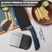 1/2Pcs Crinkle Cutter Knife, Stainless Steel Crinkle Cutter, Potato Potato Chipper Chip Cutter, Vegetable And Fruit Wave Knife, Crinkle Cutter French Cutter For Vegetables, Carrots - Multicolor - View 4