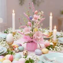 Super Holiday Easter Decorations, 15.75-Inch Artificial Easter Pink Egg Blossom Tree Tabletop Ornament, Perfect For Home Parties, Weddings, Holiday Celebrations, Spring & Summer Decor - Multicolor - View 3
