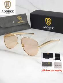 1 pieza Gafas de aviador con marco de metal AOOBCC con caja de regalo, moda retro personalizadas unisex adecuadas para uso diario, fotografía callejera, vacaciones, viajes, playa de verano, exteriores - Multicolor - Ver 14