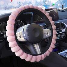 1pc Fuzzy Steering Wheel Cover, Anti-Slip Warm Elastic Universal For Car, Winter - Plush - View 8