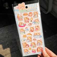 Cute 3D Cartoon Teddy Bear & Rabbit Embossed Crystal Stickers, Suitable For Scrapbooking Sticker Exchange, Cute DIY Phone Case, Water Bottle Decoration Stickers, School Stationery Supplies - Black - View 11