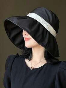 1pc Fashion UV Protection Bucket Hat, New Summer Outdoor Travel Sun Shading Wide Brim Sun Hat - A - View 3