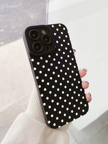 Ốp điện thoại chấm bi đen trắng phong cách retro, chống sốc toàn thân, thiết kế tối giản, tương thích với iPhone 16, 15, 14, 13, 12, 11 Pro Max, 17, 17 Pro, 17 Pro Max, chống trượt, bảo vệ điện thoại. - màu đen - Xem 4
