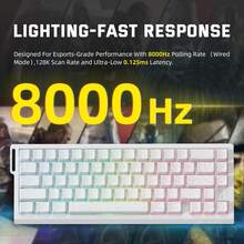 ATTACK SHARK X68PRO HE Wireless Fast Trigger Gaming Keyboard, Adjustable Trigger Point, 8K Polling Rate, Hall Effect Magnetic Switches, Hot-Swappable, RGB Backlit, Bluetooth/2.4GHz/Wired, Suitable For FPS Games - Multicolor - View 3