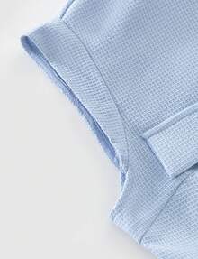 Amyenjoylife 现代菲律宾衬衫，荷叶边简约优雅立领衬衫 - 藍色 - 查看 7