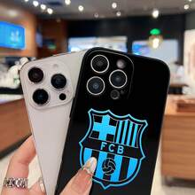 FCB Logo Inspired Phone Case Compatible With  12, 13, 14, 15 Pro,  14 Plus,  15, 16 Pro Max,  17,  17 Pro,  17 Pro Max, And  17 Air. Made Of TPU Material, Anti-Slip And Drop-Resistant, With Classic Straight Edges And A Slightly Frosted Feel. A Great Gift For Yourself, Family, Friends, Lovers, And Boyfriends. - 黑色LB22 - 查看 3
