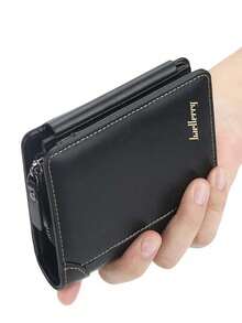 13 Card Slots Men's Wallet, Retro Faux Leather Trifold Wallet With Zipper Coin Pocket - Multicolor - View 2