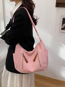 Large-Capacity Retro Casual Style Fashionable And Versatile Simple Bag, 2026 New Model Women's Crossbody Bag - Pink - View 10
