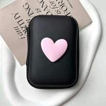 PU Leather Heart-Shaped Earphone & Charger Storage Case, Zipper Closure - Shockproof Design, Cable Organizer, Battery-Free - Multicolor - View 5