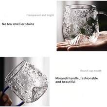 1个450毫升玻璃杯，耐热茶杯，简约山形设计，家用/办公水杯/咖啡杯，带把手 - 彩色 - 查看 3