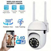 1pc 1080P Full HD 360° Panoramic Wireless WiFi Smart Security Camera, Dual-Way Audio, Pan/Tilt/Zoom, Night Vision, Motion Tracking, Suitable For Elderly Care, Pet Monitoring, Construction, Indoor/Outdoor Use - White - View 13