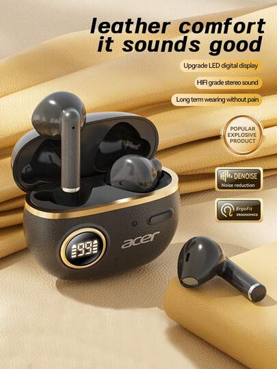  Acer OHR544 Bluetooth Earbuds, In-Ear Design TWS Wireless Earphones, Mini Compact With Charging Case, Low Latency For Gaming, Comfortable Fit For Business, Sports, Running, Fitness, Compatible With Phones, Tablets, Laptops, Great For Christmas & Valentine's Day Gifts