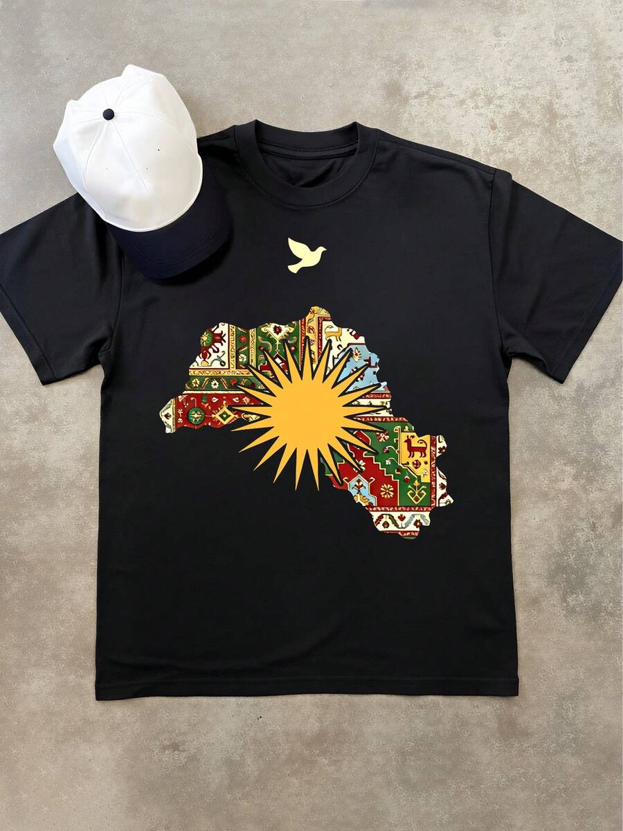 Casual Men's Cotton T-Shirt, Made Of Pure Cotton Material, Is Comfortable To Wear And Has A Casual Style. The Design Is Fashionable And Versatile, Suitable For Daily Wear And Outdoor Activities. It Is A Must-Have Item For Street Fashion Or Summer, And Is Also An Excellent Gift For Men. - 黑色 - 查看 1