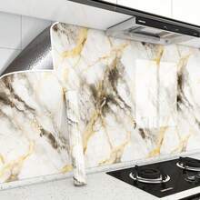 1卷大理石纹自粘墙纸 - 奢华金色大理石纹自粘墙纸，防水、防油、防污、可移除，适用于厨房台面、浴室 - 奢華金 - 查看 8