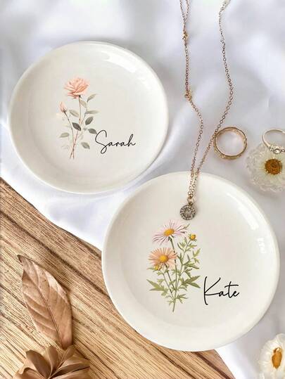 Personalized Birth Flower Ring Dish, Wedding Ring Dish, Perfect Bridesmaid Gift, Best Friend Gift, Customized Jewelry Dish, Birthday Party Gift, Personalized Birthday Jewelry Tray, Customized Ceramic Ring Tray, Customized Jewelry Tray, Personalized Wedding Ring Tray, Friend Gift, Birthday Gift, Bridesmaid Gift, Best Friend Gift, Colorful, Cute, Adorable, Fun, Lovely, New Year Elegant