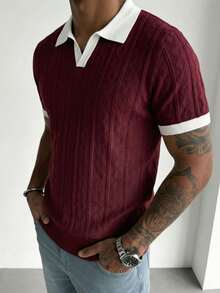 GRDR Men's Summer Round Neck Solid Color Short Sleeve Knit Sweater, Suitable For Summer Outings, Essential For Fashionable Styling - Red Violet - View 4