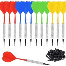 12pcs/Set 14g Iron Safety Soft Tip Darts Set - Includes 36pcs Plastic Soft Tips - Suitable For Electronic Dart Boards - Multicolor - View 7