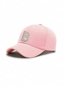1PC Customized Kids A-Z Letter Pattern Baseball Cap, Adjustable Breathable Gift Hat For 3-16 Years Old Boys Girls, UV Protection Daily Outdoor Sun Hat - Pink - View 8