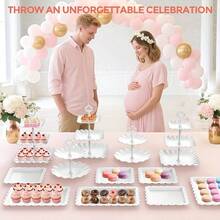 Hetorosu 12Pcs Dessert Table Display Set, Cupcake Stand, 3-Tier Cup Cake Tower Stands & 2-Tiered Cake Holder, Treat Food Platters Serving Trays For Cookie, Candy, Tea Party, Birthday, Plastic - White - View 9