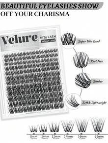 Velure | RITALASH 144pcs Velour Luxe Collection Upgrade U Lashes With Ultra-Dense, Waterproof, Long-Lasting Lashes | Venus | Natural Daily | Beginner-Friendly DIY Lashes For A Flawless, Voluminous Look | & Must-Have Clusters - Black - View 4