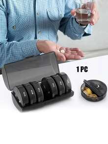 每日两次药盒，每周早晚药盒，大容量7天药盒，适用于药片/维生素/鱼油/保健品 - 彩色 - 查看 1