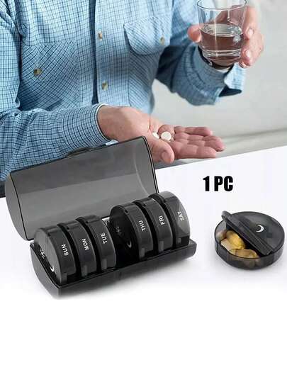 每日两次药盒，每周早晚药盒，大容量7天药盒，适用于药片/维生素/鱼油/保健品