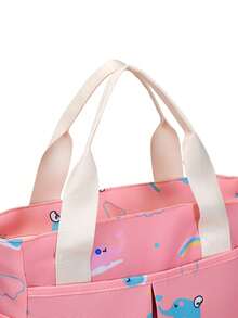 1个可爱宠物印花轻便尼龙手提包，多隔层拉链设计，适合妈妈和学生，四季皆宜 - 彩色 - 查看 8