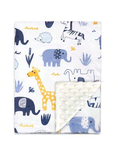 Baby Blanket Newborn Soft Fleece Blankets, Thick Warm Baby Blanket With Dotted Backing 75x100cm, Funny Prints Plush Blankets Essentials For Toddler Baby Boys Girls