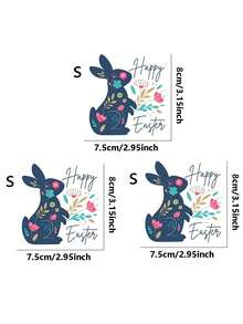 1pc/2pcs/3pcs Easter Bunny & Flower Heat Transfer Vinyl Stickers, Easy To Iron, Washable, For DIY T-Shirt, Jeans, Backpack And Pillow Thermal Transfer Stickers - L - View 4