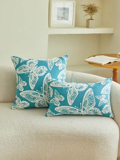 1个3D蝴蝶刺绣装饰抱枕套，家居装饰，适用于客厅、卧室、派对等各种场合，春夏款