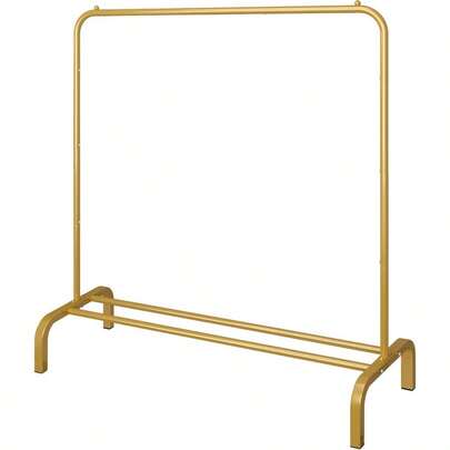 Metal 43.3 Inches Garment Rack With Bottom Shelf Clothing Rack For Hanging Clothes Coats Skirts Shirts Sweaters Gold