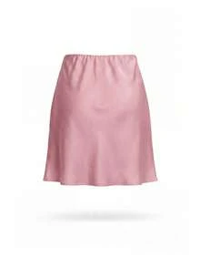 YROOE Fashionable Women's Slim Fit French Design Satin Mermaid Hem Short Skirt - Coral Pink - View 9