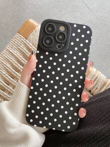 Ốp điện thoại chấm bi đen trắng phong cách retro, chống sốc toàn thân, thiết kế tối giản, tương thích với iPhone 16, 15, 14, 13, 12, 11 Pro Max, 17, 17 Pro, 17 Pro Max, chống trượt, bảo vệ điện thoại. - màu đen - Xem 5
