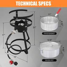 Outdoor Propane Deep Fryer With 10Qt Fryer Pot Strainer Basket Aluminum Pot - 1 - View 7