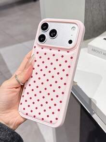 1个极简气垫小圆点荔枝纹理防震可爱手机壳，适合日常使用，兼容 15/15 Pro/15 Pro Max/15 Plus/16/16 Pro/16 Pro Max/17/17 Pro/17 Pro Max/13/13 Pro/13 Pro Max/12/12 Pro/11，软壳设计，可爱手机壳，送给朋友、同学和爱人的理想礼物。 - 粉色 - 查看 4