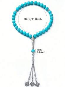 10毫米手工绿松石珠念珠项链，经典设计，男女皆宜 - 多色 - 查看 4