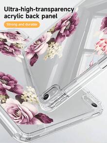 浅紫色玫瑰、芙蓉、樱花、百合图案平板电脑保护套，兼容苹果Air 11英寸M3（2025款）/M2（2024款）、Air第五代（2022款）、（A16）11英寸第十一代（2025款），兼容三星Galaxy Tab平板电脑，Kindle Paperwhite第十二代（2024款）。透明背壳，时尚图案保护套，具备自动休眠/唤醒功能，气囊保护，适合作为礼物和办公用品。 - 彩色 - 查看 6