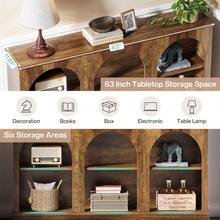 LITTLE TREE Rectangular Farmhouse Console Table, 160 CM Long Wooden Sofa Table Behind The Couch, 3 Tier Storage Entryway Table For Living Room, Hallway, Entrance, Brown - Brown - View 5
