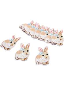 6/12Pcs Little Cute Bunny Applique Embellishments, DIY Sewing Cotton Ironing On Patch Embroidered Applique For Craft Wedding Dresses Gifts - Multicolor - View 5