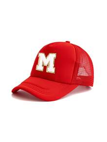 1pc Kids' Red 26 Letter Truck Driver Cap, Fashionable Personalized Casual Lightweight Breathable Sun-Shading Baseball Cap, Suitable For 3-8 Years Old Boys And Girls Daily Outdoor Hiking Fishing Leisure School Wear, Great For Birthday Holiday Gifts - Red - View 8
