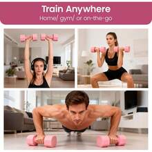 4-In-1 Adjustable Dumbbell Set, 2-5lbs, Quick-Lock Hand Weights For Home Workouts, Pilates, Strength Training For Women & Men - Pink - View 3
