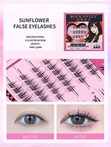 ROCK SWEET Cat-Eye Glueless False Eyelashes – Realistic Volume & Curl, Sectioned Design For A Defined, Fluttery Look - Black - View 2