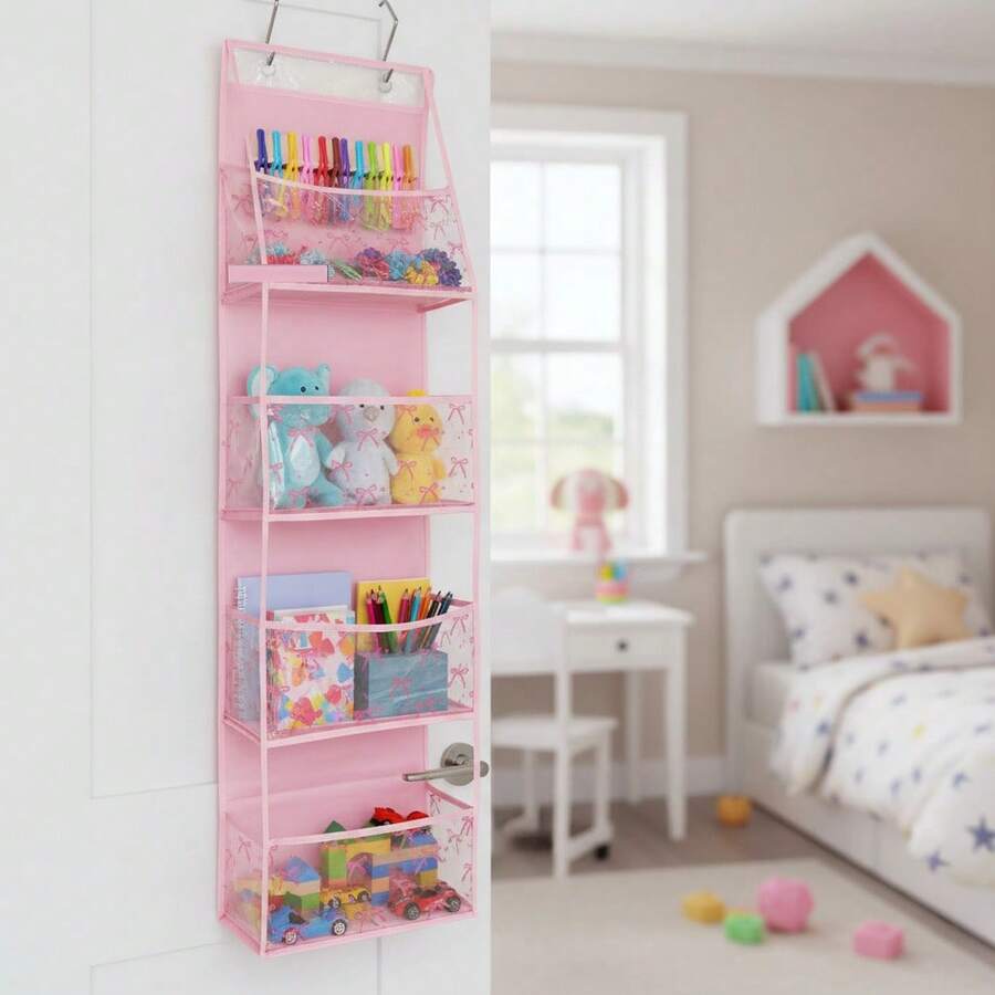 Multilayer PVC Hanging Storage Organizer Bag – Foldable And Space-Saving Storage For Toys, Bags, And Household Items, Ideal For Bedroom & Living Room - 蝴蝶結 - 查看 1