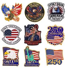 美国建国250周年纪念鹰形翻领徽章，软珐琅材质，男女通用，锌合金材质，珠宝配饰 - 黑色 - 查看 11