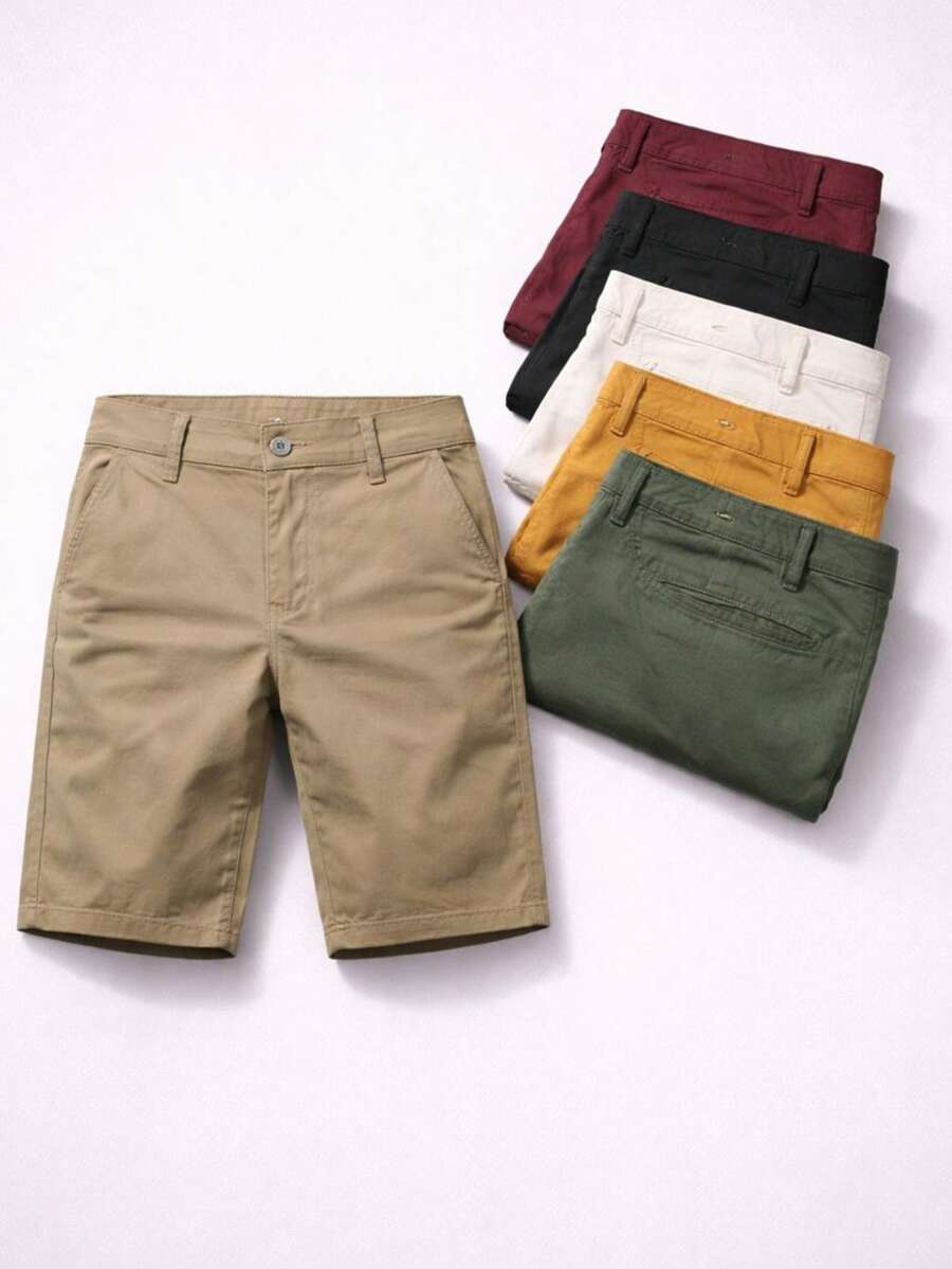Kit Of 2 Inexpensive Denim/Twill Shorts With Slash Pockets And Back Welt Pockets – Comfort, Style, And A Knee-Length Fit. - 彩色 - 查看 1