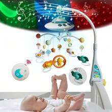 Musical Mobile Arm For Crib, Rotating Rattle Projector - อาซูล - ดู 3