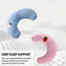 AdoPet U-Shaped Calming Pillow For Cats And Dogs - Super Soft Plush Fabric, Cozy Headrest, Neck Support For Deep Sleep, Kitten Headrest, Pet Bed (Blue) - Màu A - Xem 3