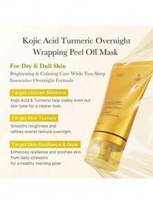 2-Pack Kojic Acid & Turmeric Vitamin C Overnight Peel Off Facial Peel, Brightening & Anti-Stress Korean Skin Care For Clear Glowing Skin, 2.53 Fl.Oz, Perfect Daily Skincare & Gift For Women - Màu vàng - Xem 3
